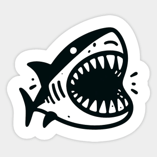Stick Figure of a Shark in Black Ink Sticker
